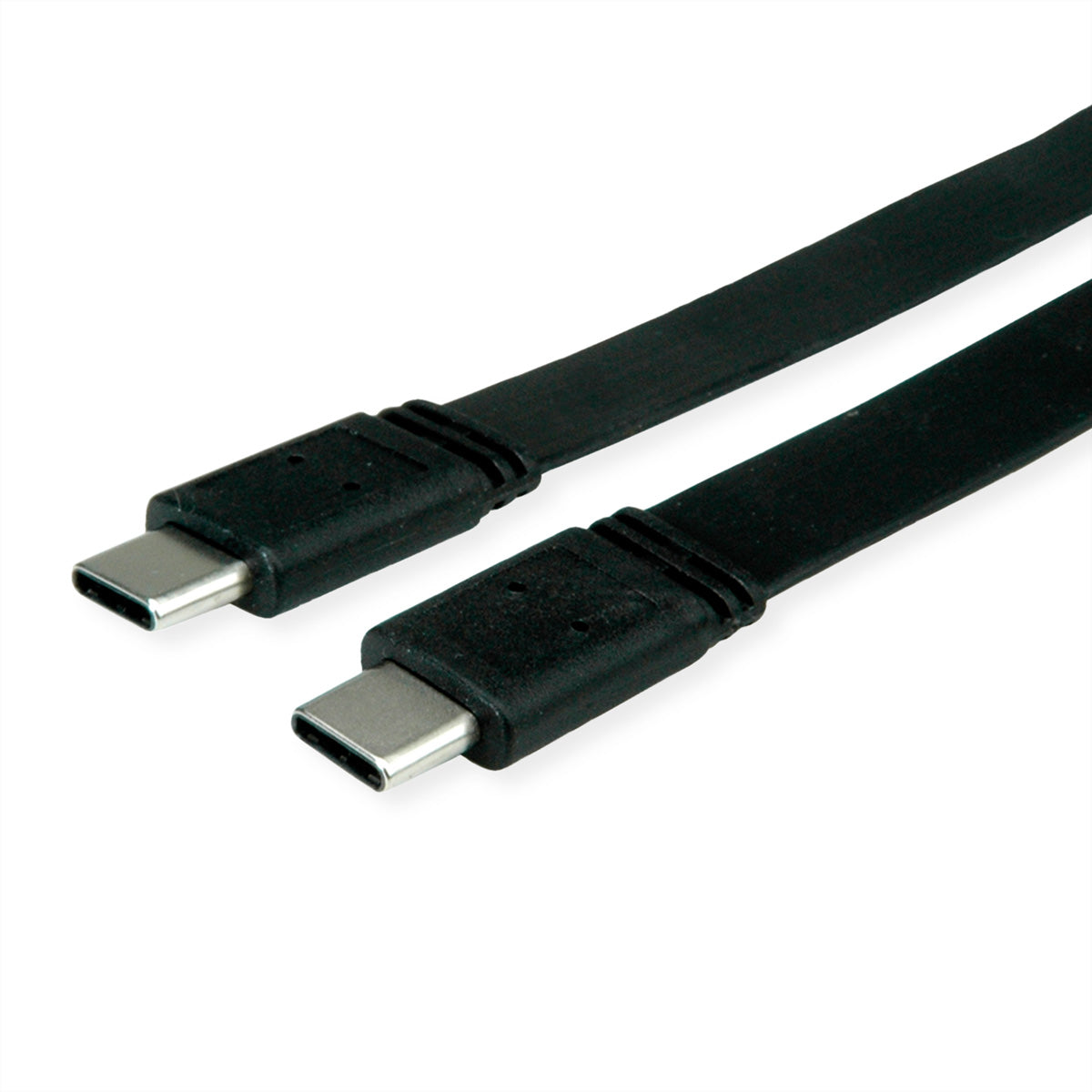 VALUE USB-C auf USB-C Kabel – USB4 40 Gbit/s – 0,5 m – PD 100 W – extra-flach – Schwarz