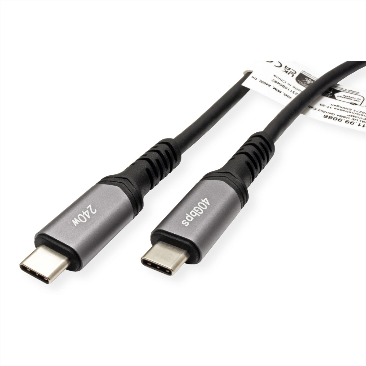 VALUE USB-C auf USB-C Kabel – USB4 40 Gbit/s – 0,5 m – PD 240 W – 8K/60 – Vergoldete Kontakte – Schwarz