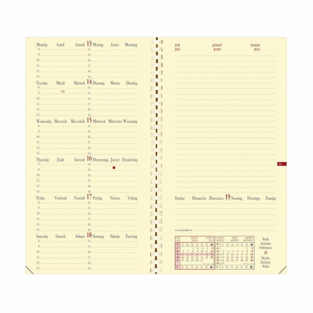 Quo Vadis Impala Italnote – Wochenagenda 2027, 1 Woche/2 Seiten, 8,8 × 17,8 cm, Schwarz
