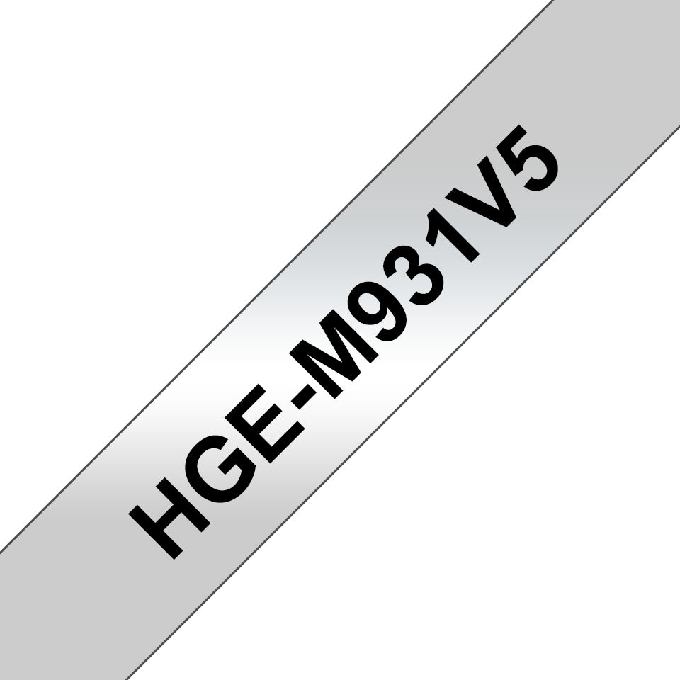 Brother Schriftband – 12 mm × 8 m, silber, schwarz – 5 Stück