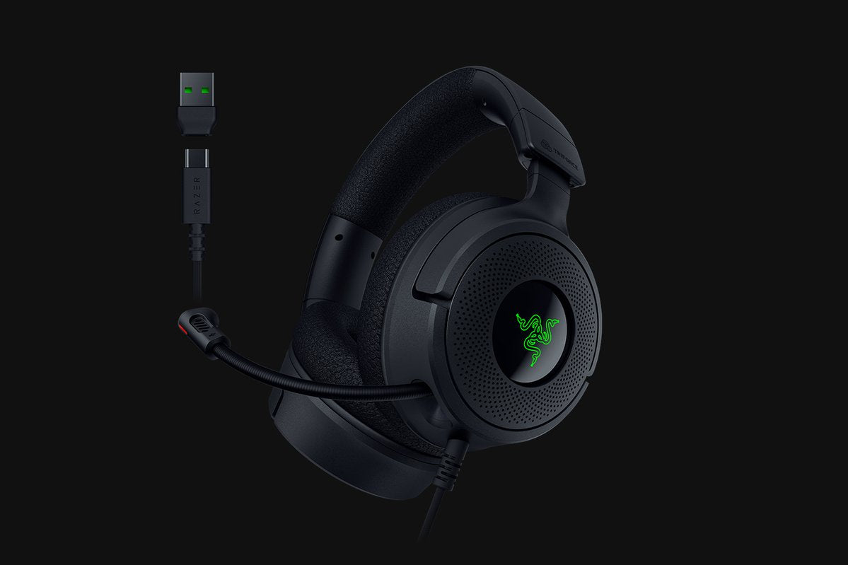 Razer Kraken V4 X Gaming-Headset – On-Ear, Stereo, Kabelgebunden, USB-C/USB-A, für PC, PS4, Schwarz