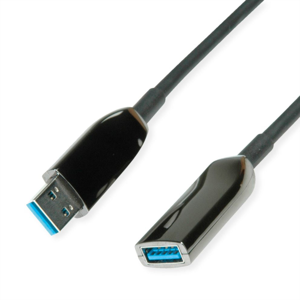 ROLINE USB-A Verlängerungskabel (Stecker auf Buchse) – USB 3.2 Gen 1 (5 Gbit/s) – 15 m – Aktiv/optisch