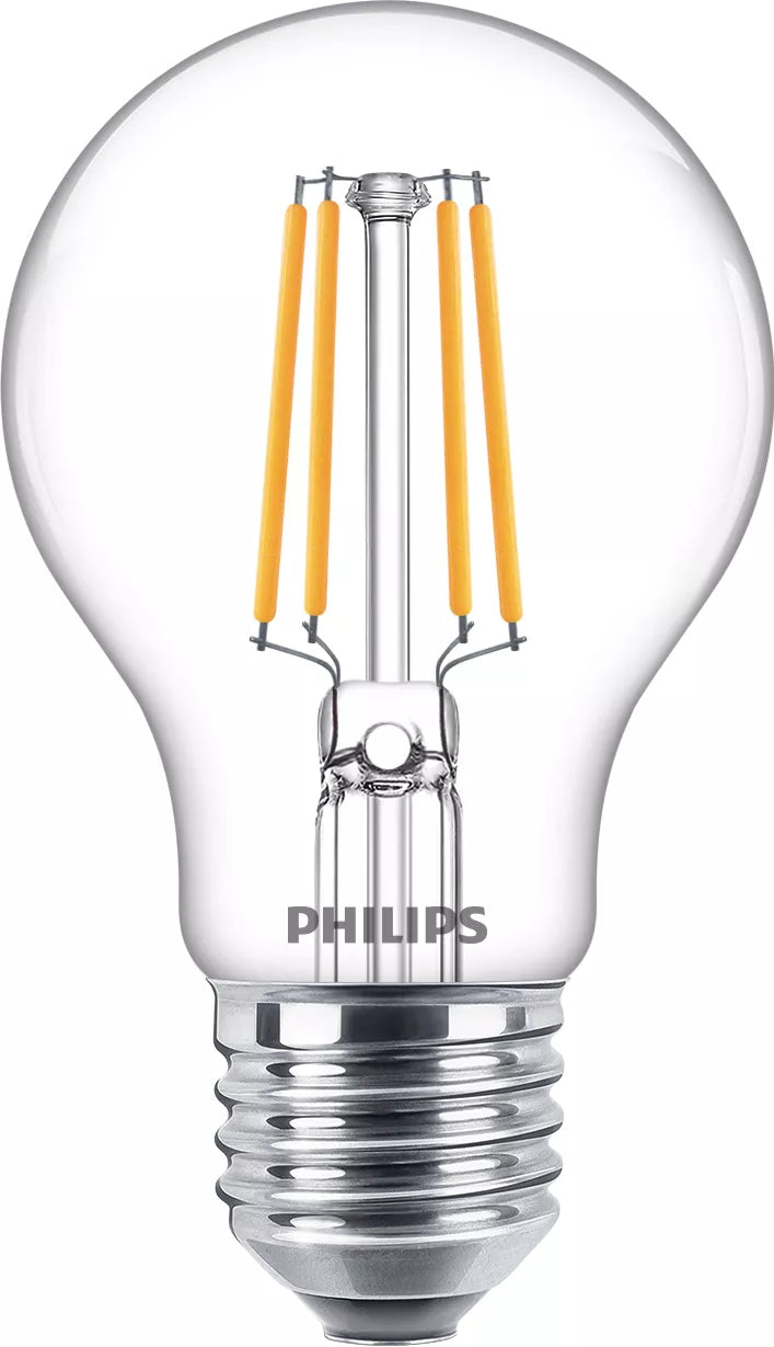 Philips by Signify Philips LED-Leuchtmittel E27 A60 – Warmweiss 2700 K, 470 lm, 4,3 W – 1 Stk. – Transparent, Glas