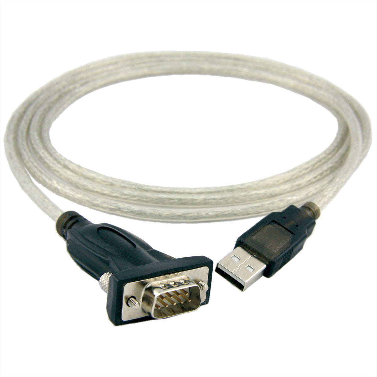 ROLINE Konverter-Kabel USB-A zu DB-9 – 1,8 m, USB 2.0, Schraubenverriegelung, inkl. Treiber-CD, Grau