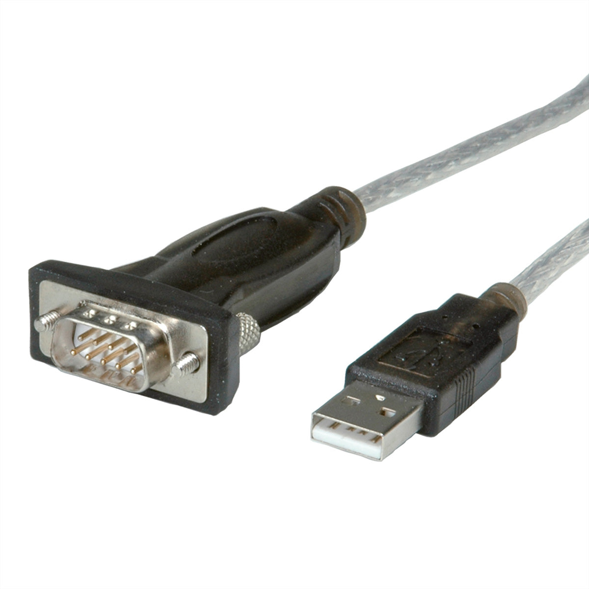 ROLINE Konverter-Kabel USB-A zu DB-9 – 1,8 m, USB 2.0, Schraubenverriegelung, inkl. Treiber-CD, Grau
