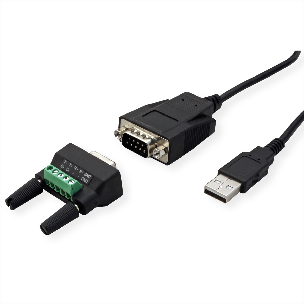 ROLINE USB Seriell Konverter USB-A zu RS-485 – bis 921,6 Kbit/s, 1,2 m, für Windows 7/8/10/11 – Schwarz