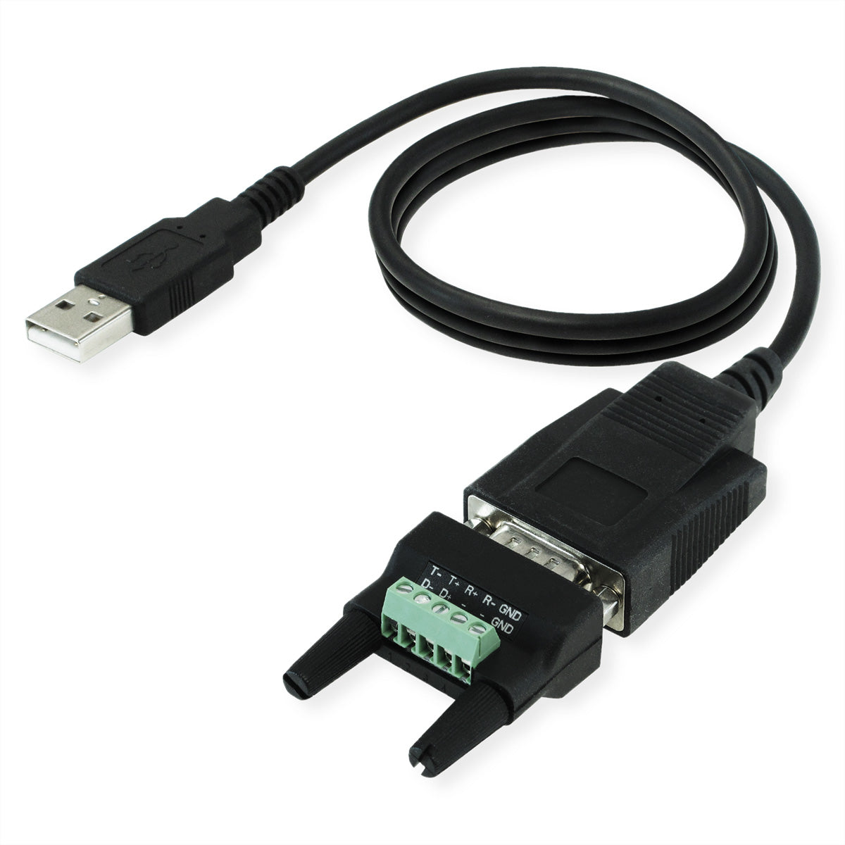 ROLINE USB Seriell Konverter USB-A zu RS-485 – bis 921,6 Kbit/s, 1,2 m, für Windows 7/8/10/11 – Schwarz