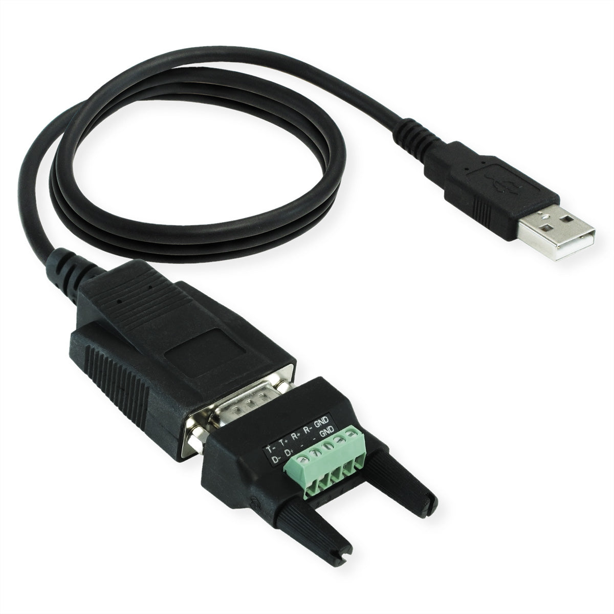 ROLINE USB Seriell Konverter USB-A zu RS-485 – bis 921,6 Kbit/s, 1,2 m, für Windows 7/8/10/11 – Schwarz