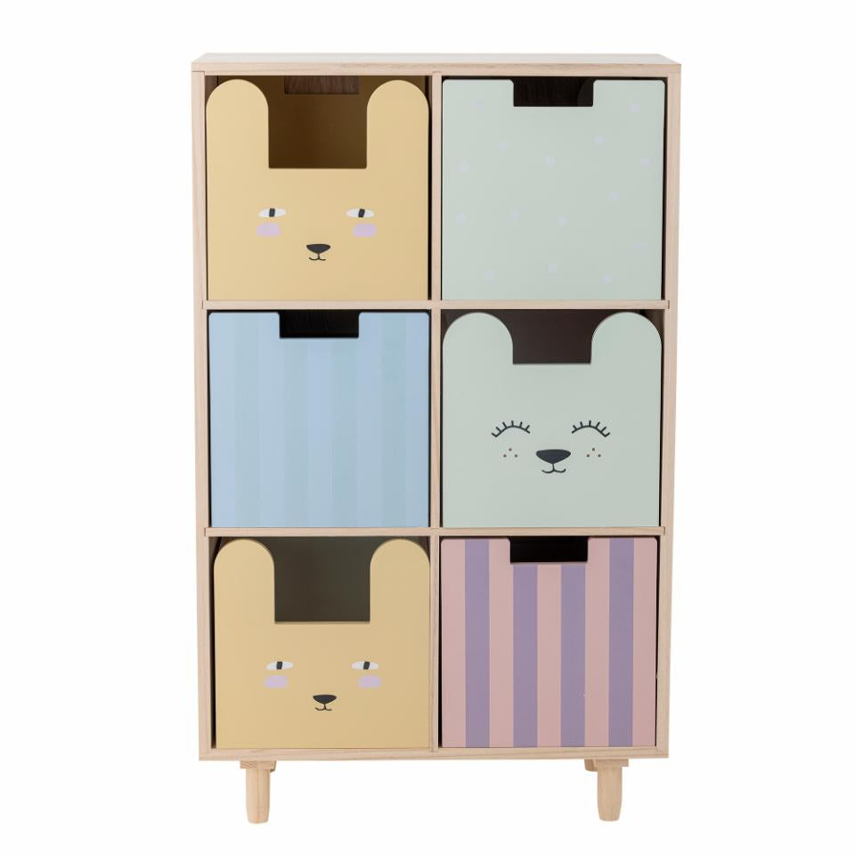 Bloomingville Büro-/Lagerregal freistehend Calle – 6 Böden – 55 × 25,5 × 88 cm – Paulownia – Mehrfarbig/Natur
