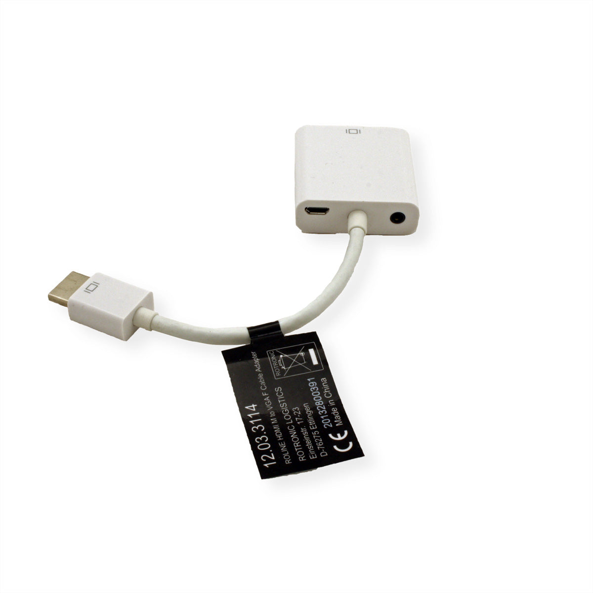 ROLINE HDMI zu VGA Adapter – 1920 × 1080 @ 60 Hz, aktiv, 0,15 m, weiss