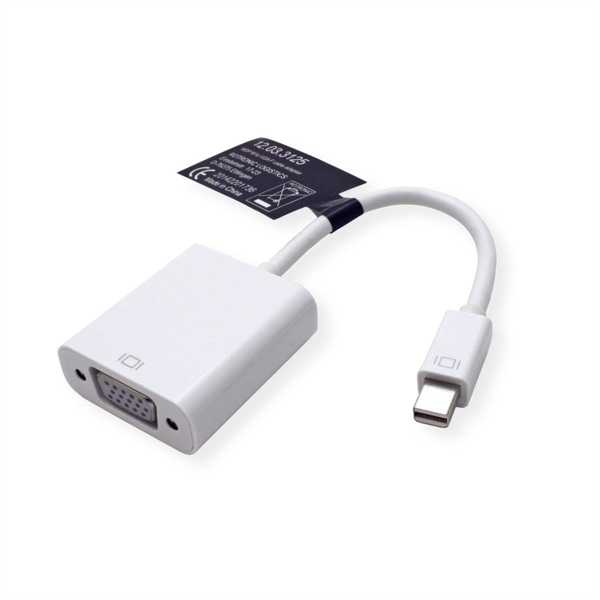 ROLINE Mini DisplayPort zu VGA Adapter – 1920 × 1200 @ 60 Hz, 0,1 m, aktiv, weiss