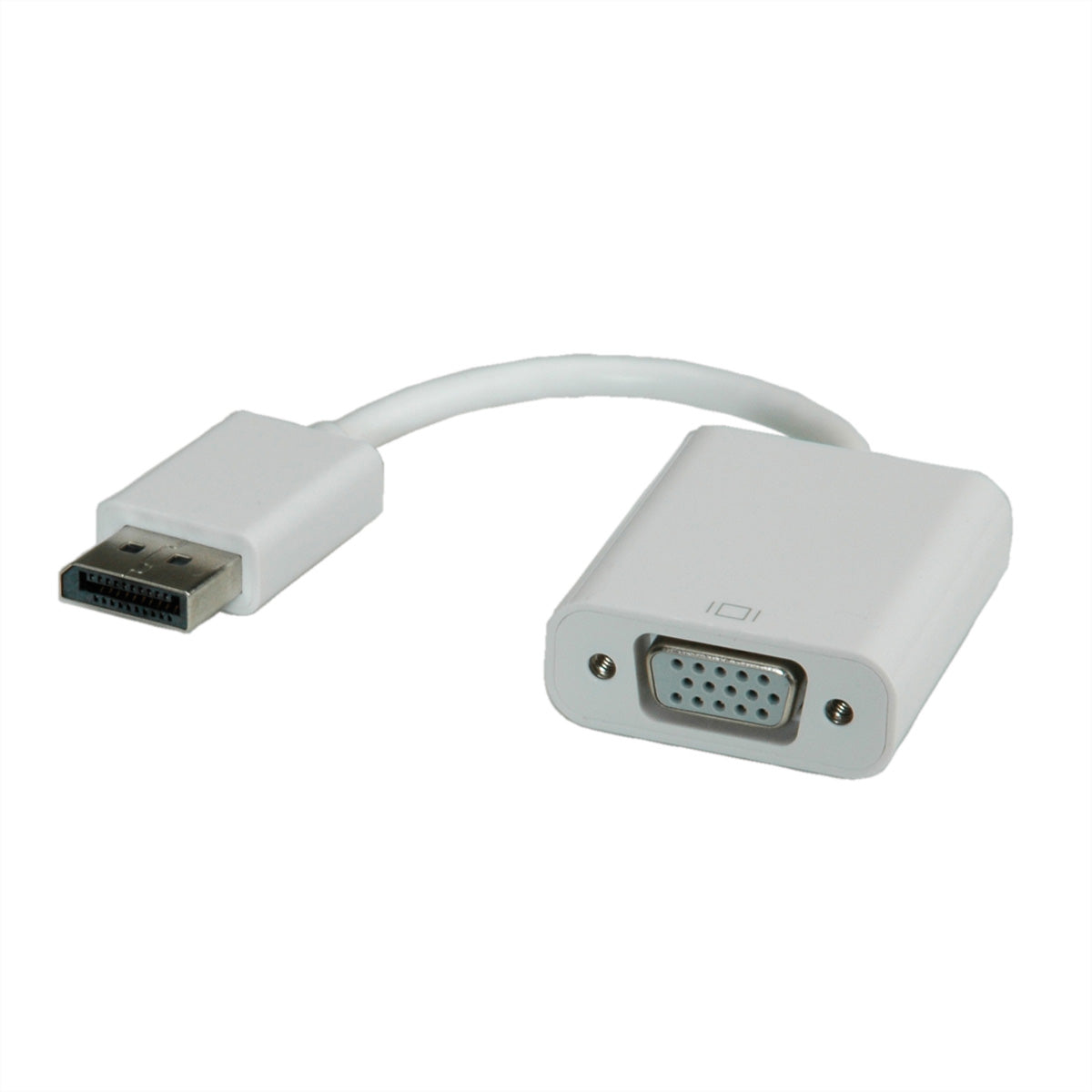 ROLINE DisplayPort zu VGA Adapter – 1920 × 1200 @ 60 Hz, DisplayPort 1.2, 0,15 m, aktiv, weiss