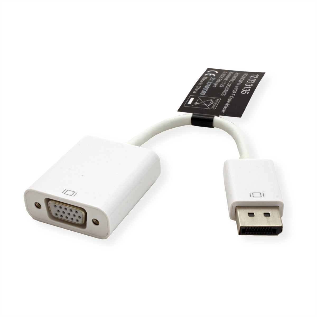 ROLINE DisplayPort zu VGA Adapter – 1920 × 1200 @ 60 Hz, 0,15 m, aktiv, für VGA-Monitore
