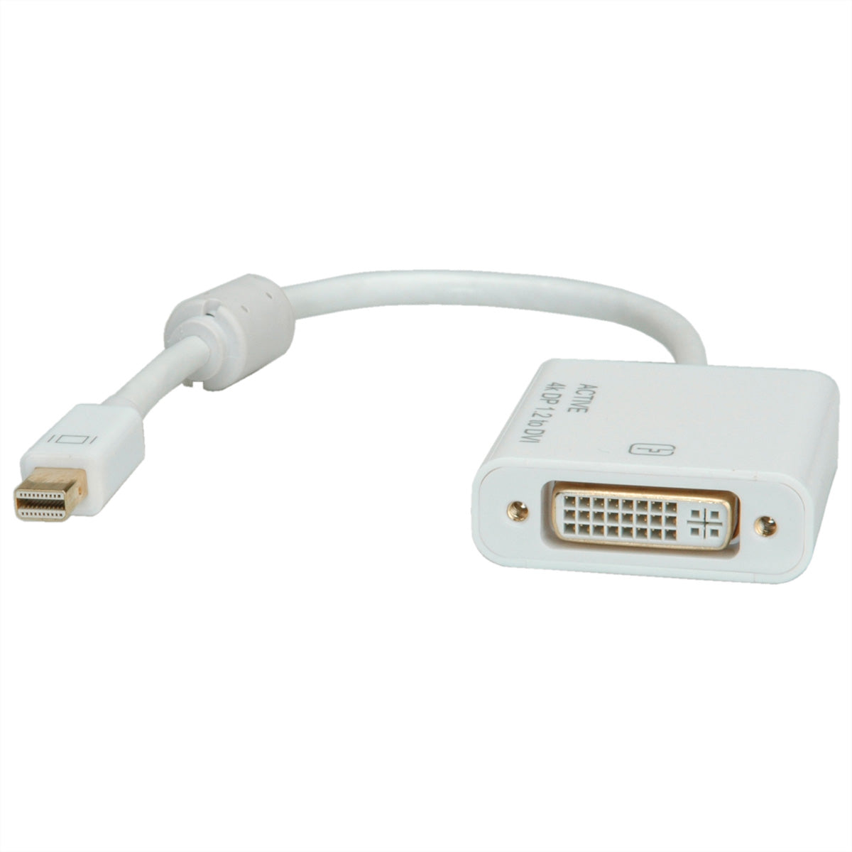 ROLINE Mini DisplayPort zu DVI-D Adapter – 4K (3840 × 2160) @ 30 Hz, passiv, 0,1 m – Weiss
