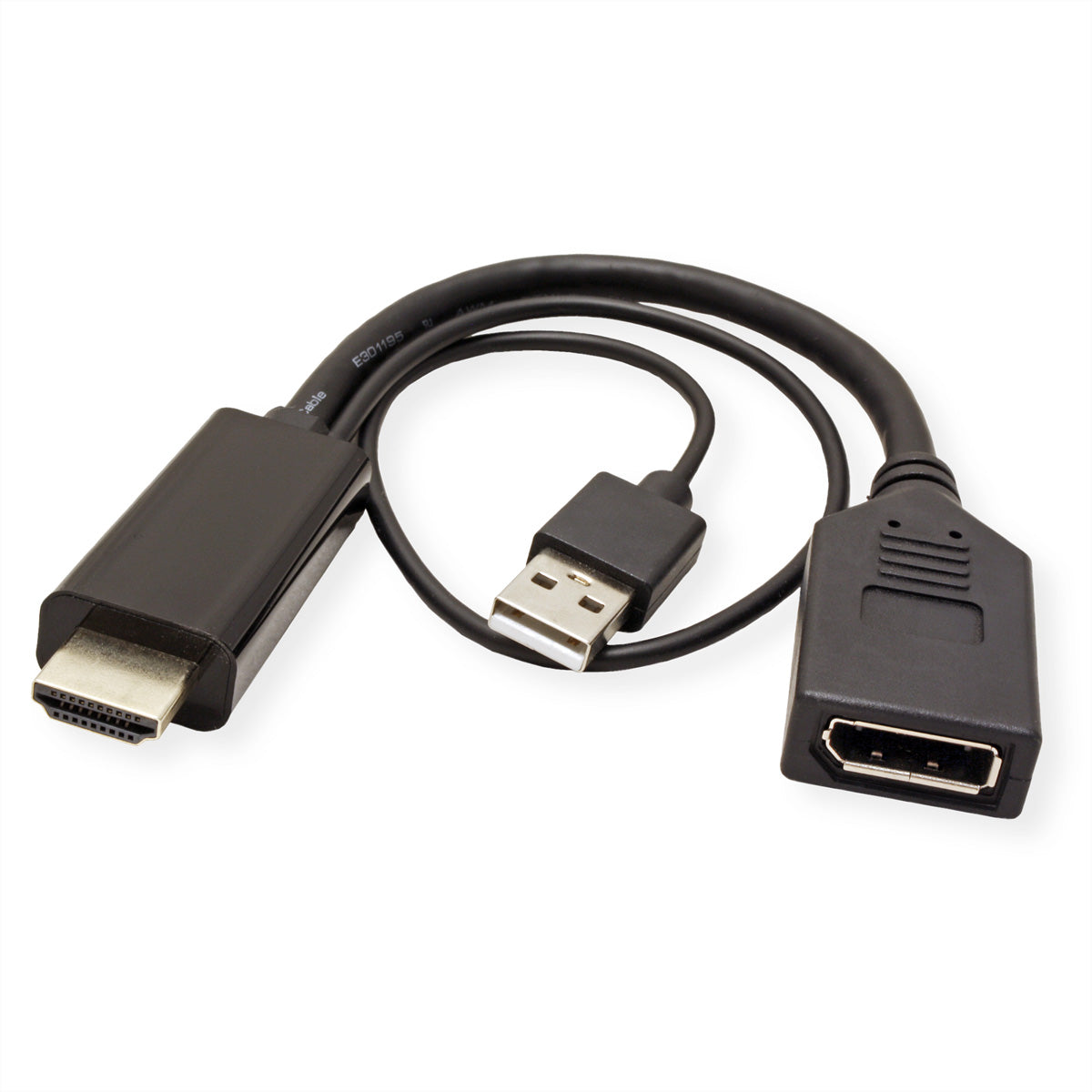 ROLINE Adapter HDMI zu DisplayPort – 4K (3840 × 2160) @ 60 Hz, DisplayPort 1.2, aktiv, 0,15 m, schwarz