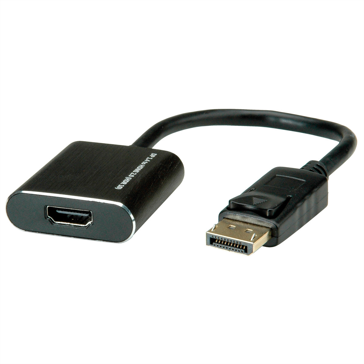 ROLINE DisplayPort zu HDMI Adapter – 4K (3840 × 2160) @ 60 Hz, DP 1.4, aktiv, 0,15 m, für DP zu HDMI