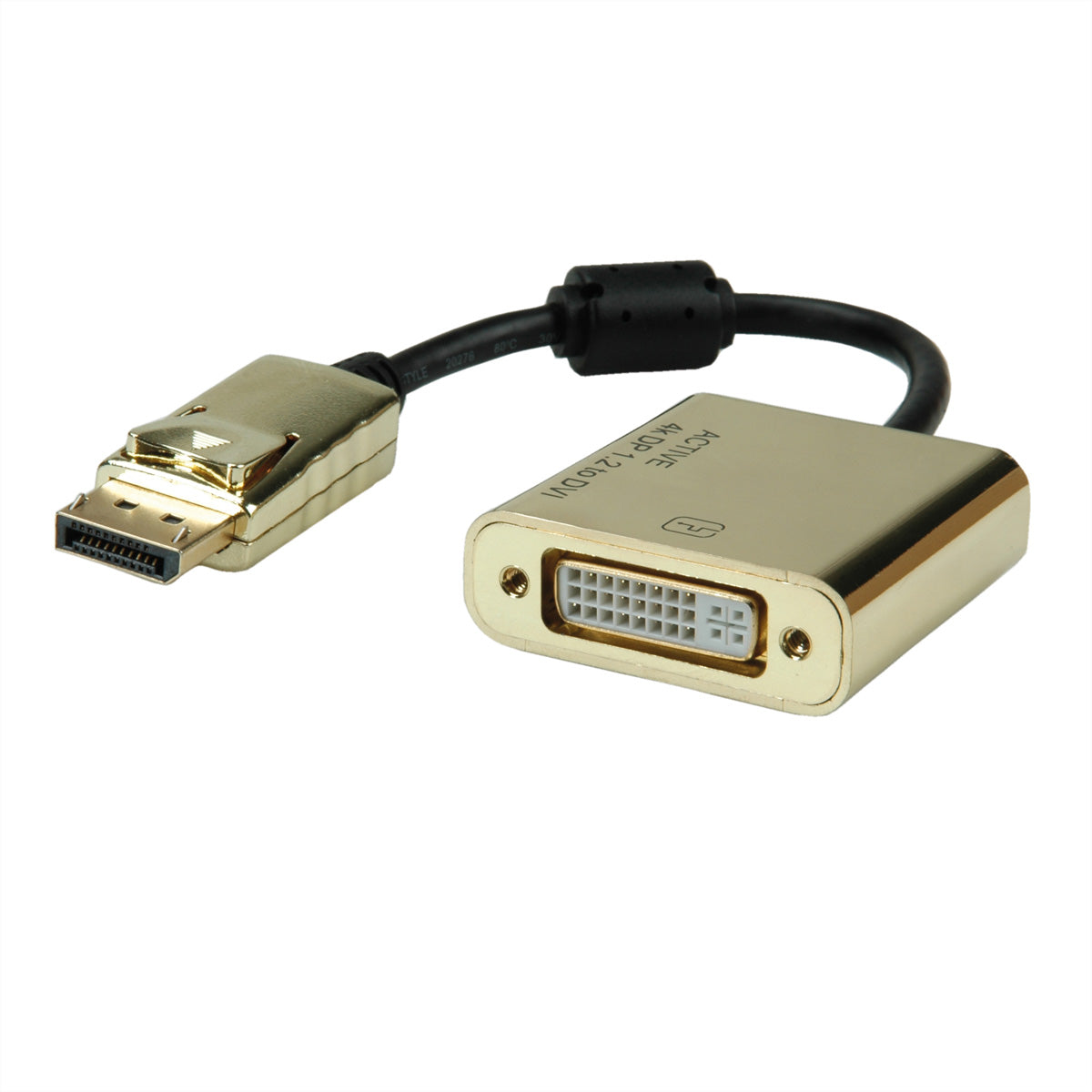 ROLINE GOLD Adapter DisplayPort zu DVI – 4K (3840 × 2160) @ 30 Hz, DP 1.2, 0,15 m