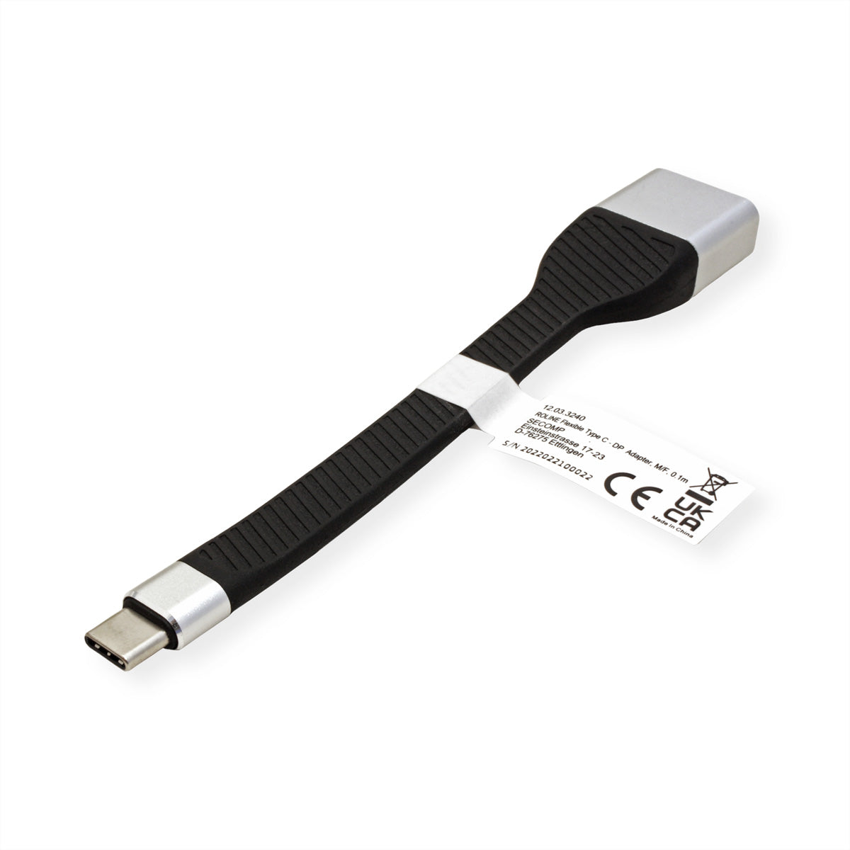 ROLINE USB-C zu DisplayPort Adapter – 4K (3840 × 2160) @ 60 Hz, 0,13 m, DP Alt Mode, Schwarz