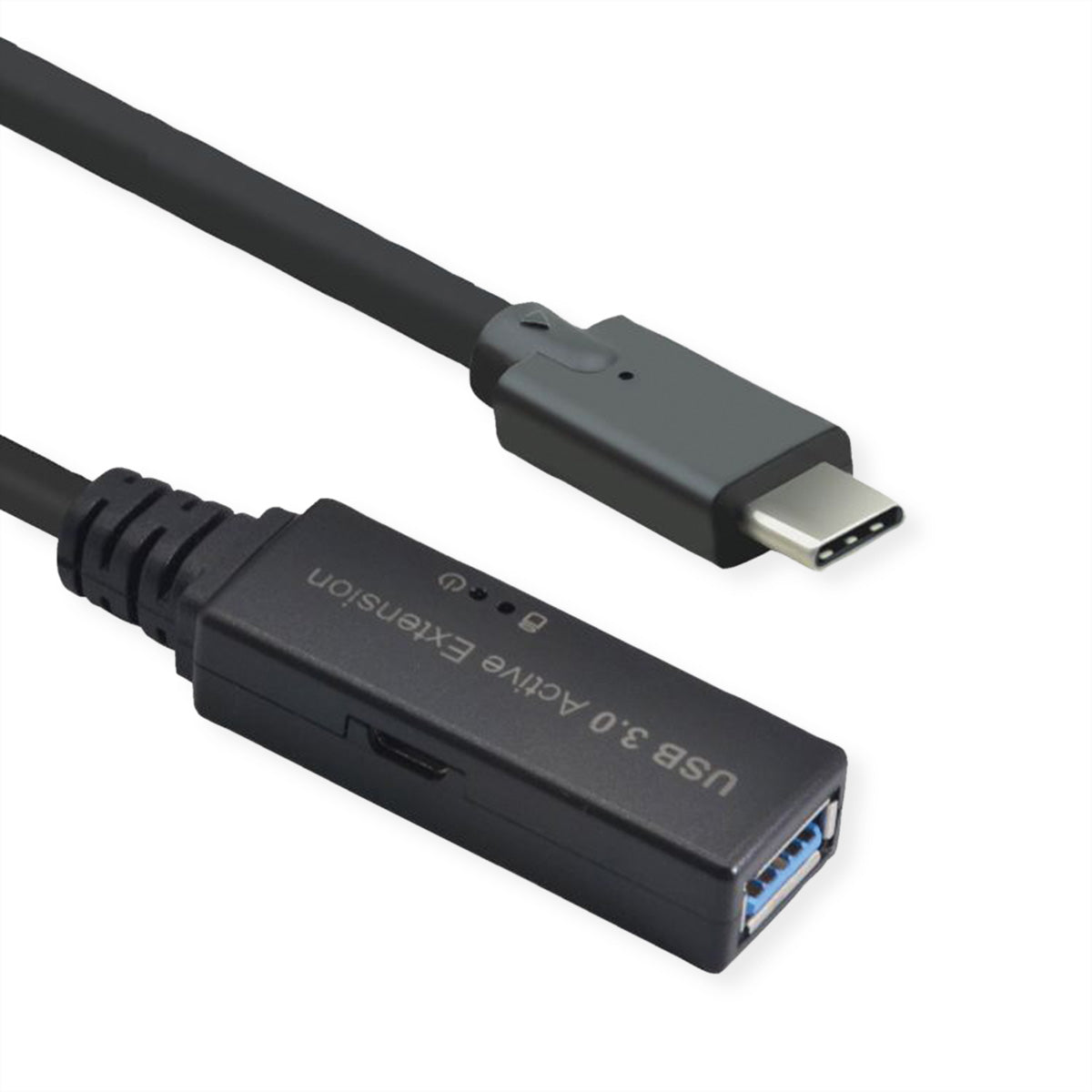 ROLINE USB-C Verlängerungskabel (Stecker auf Buchse) – USB 3.2 Gen 1 (5 Gbit/s) – 20 m – Schwarz