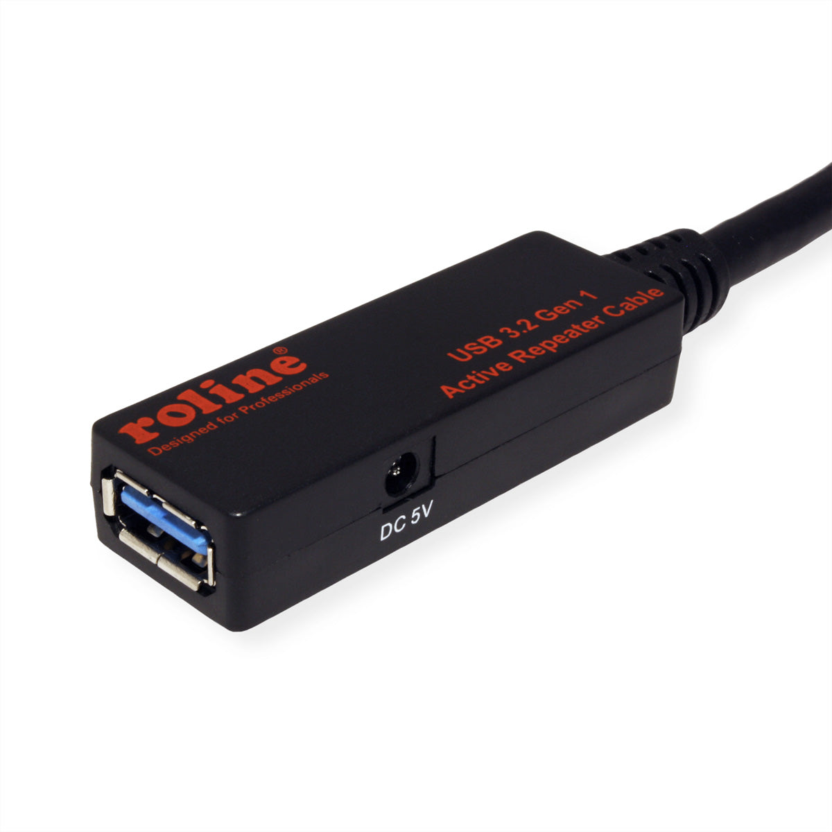 ROLINE USB-A Verlängerungskabel (Stecker auf Buchse) – USB 3.2 Gen 1 (5 Gbit/s) – 20 m – Aktiv – Schwarz