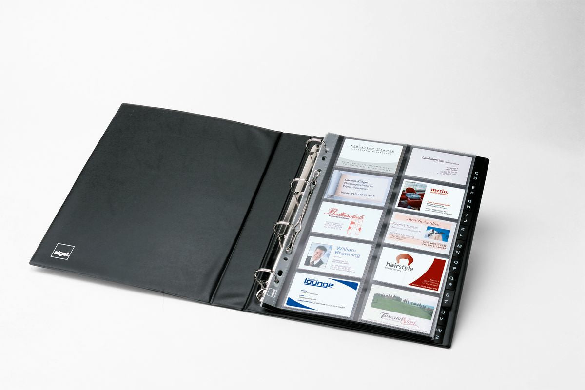Sigel Visitenkartenbuch – Kunststoff, schwarz, 53 × 325 mm – für Visitenkarten