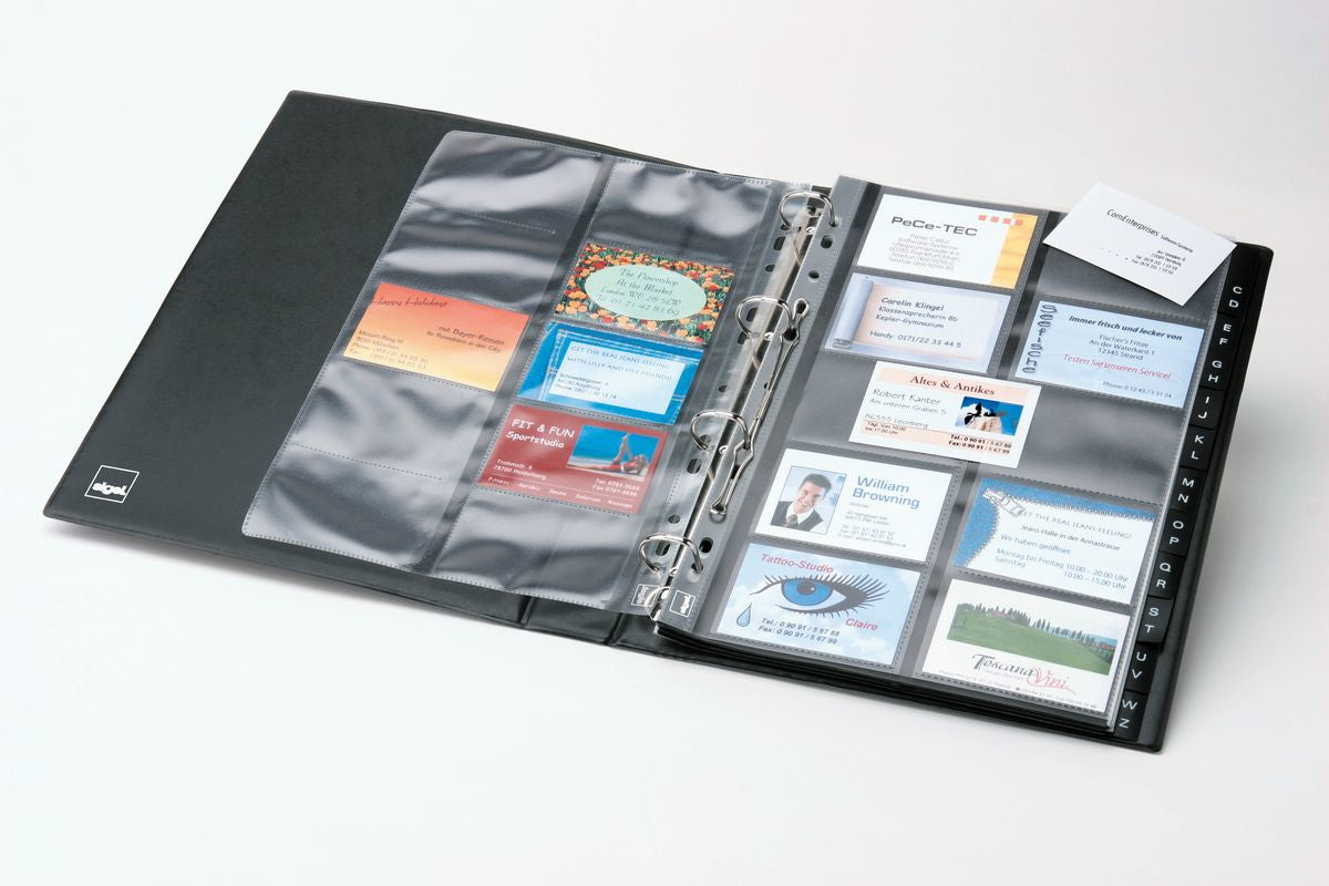 Sigel Visitenkartenbuch – Kunststoff, schwarz, 53 × 325 mm – für Visitenkarten