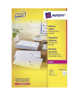 AVERY Zweckform – Adress-Etiketten Quick Peel, 99,1 mm × 38,1 mm, weiss, 3'500 Etiketten (250 A4-Blätter)