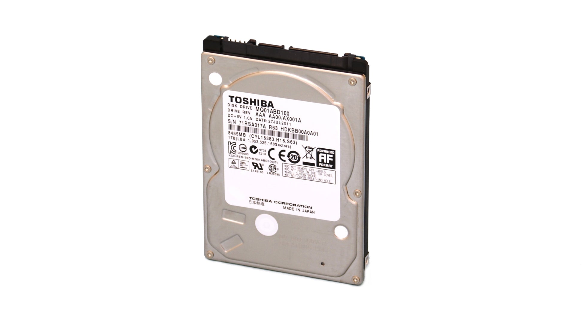 Toshiba MQ01ABD100 – 1 TB 2,5" HDD, 5'400 U/min, SATA, 8 MB Cache