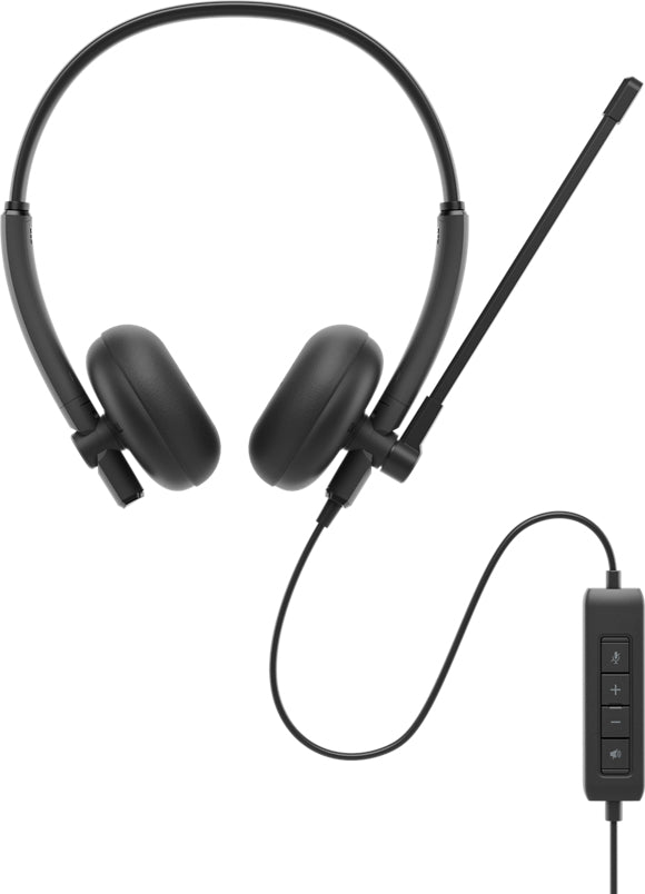 DELL WH125 – Duo Headset (On-Ear) – USB-A, mit Boom-Mikrofon, Stummschaltung – Schwarz – für PC/Mac, Teams-kompatibel