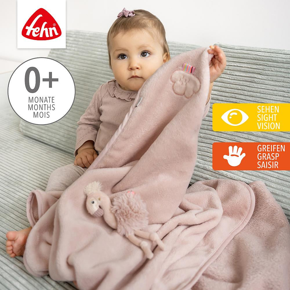 Fehn Flamingo Wohndecke – Plüsch (Polyester), Rosa – 100 × 75 cm