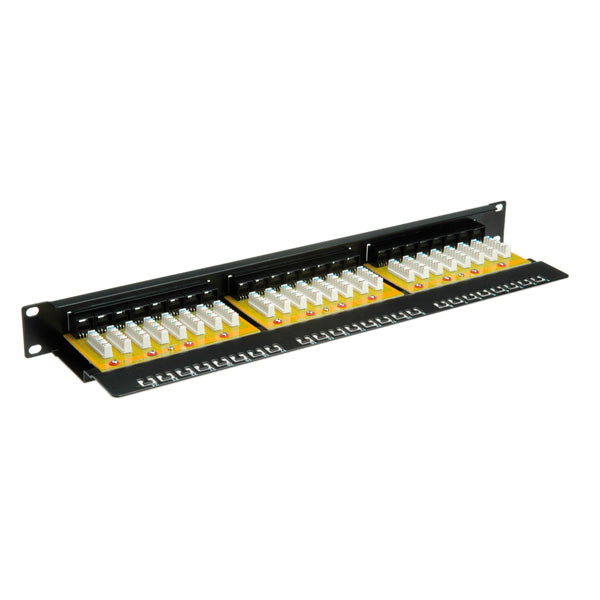 VALUE Patchpanel – Cat.6 / Klasse E, 24× Ports, ungeschirmt (UTP), Schwarz, 19", 1U, für 19"-Schränke