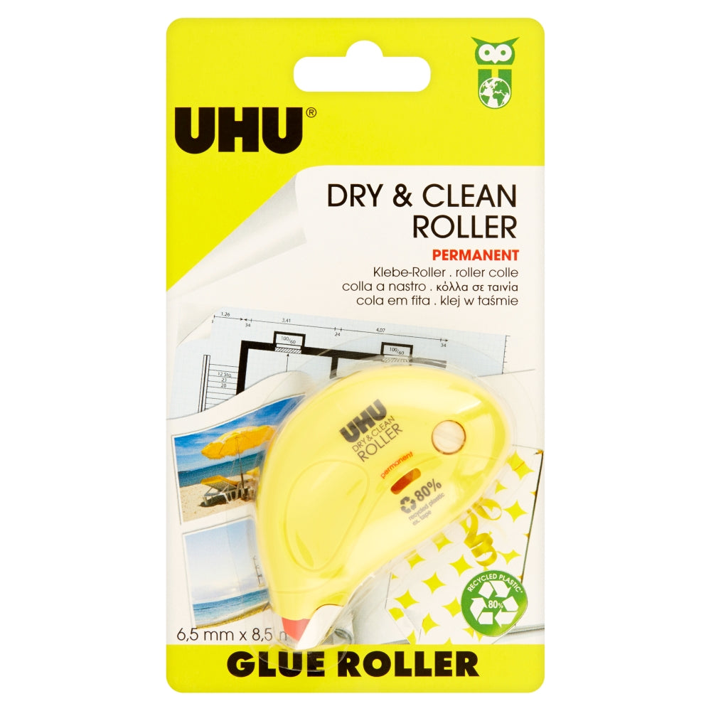 UHU Kleberoller – Roller, permanent, transparent, lösemittelfrei, schnelltrocknend, für Papier, Karton, Fotos