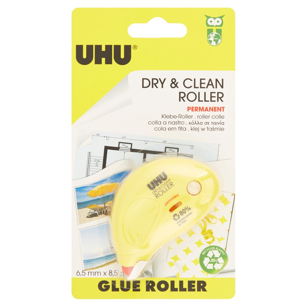 UHU Kleberoller – Roller, permanent, transparent, lösemittelfrei, schnelltrocknend, für Papier, Karton, Fotos