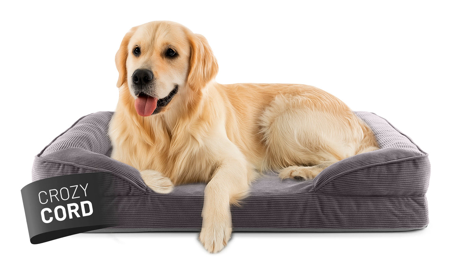 Lumaland Hundebett – 75 × 110 × 18 cm, Polyester, abwaschbarer Bezug, Anti-Rutsch-Basis, grau