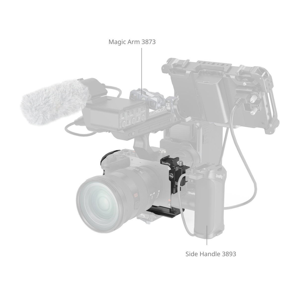 SmallRig 5587 Käfig – Aluminium, Edelstahl, 159,9 × 100,4 × 65,8 mm – für Sony FX2 – Schwarz