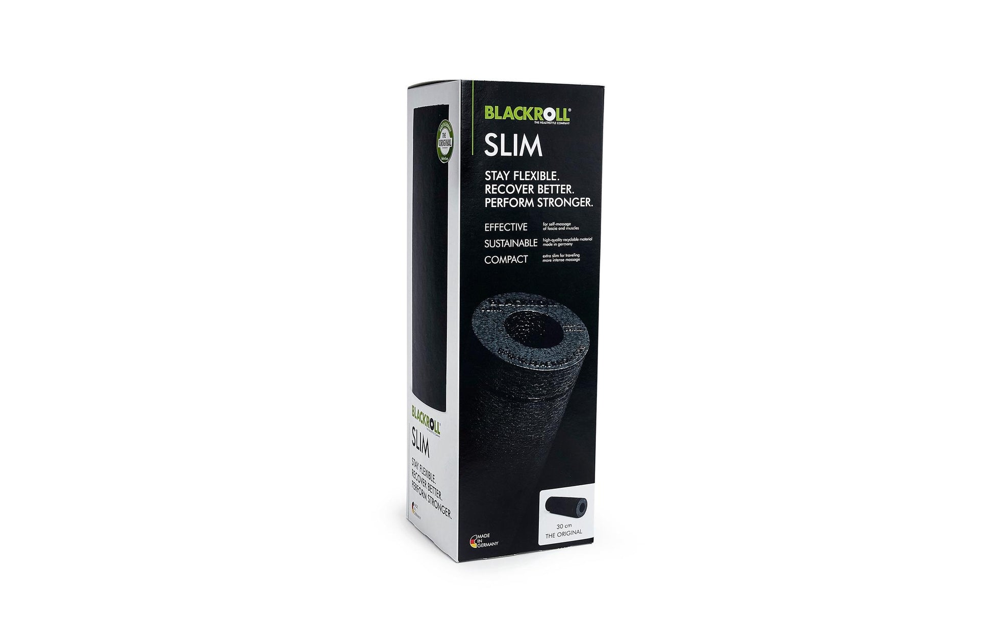 Blackroll Faszienrolle Slim – hart – 30 × 10 cm, 1 Stk – schwarz – Schaum