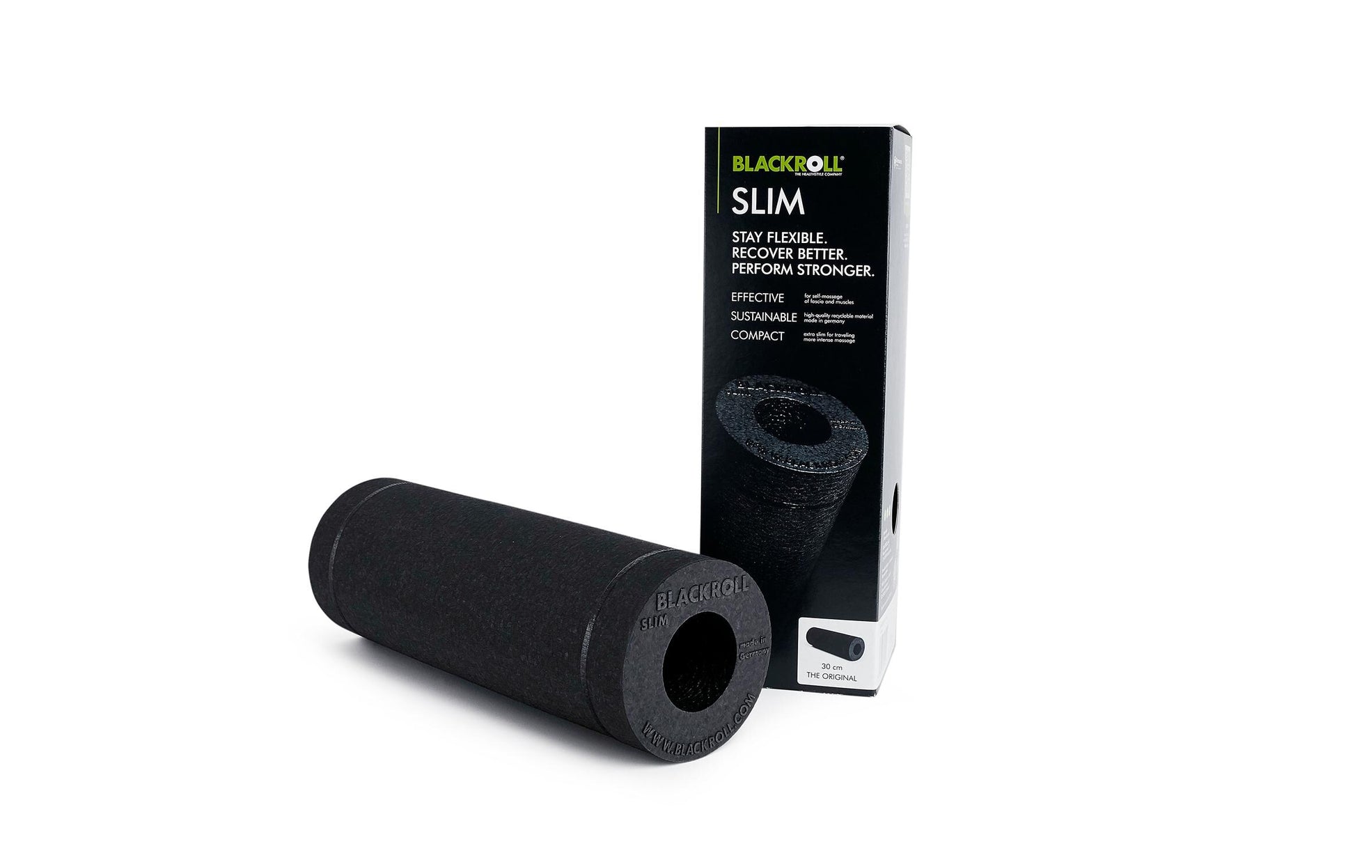 Blackroll Faszienrolle Slim – hart – 30 × 10 cm, 1 Stk – schwarz – Schaum