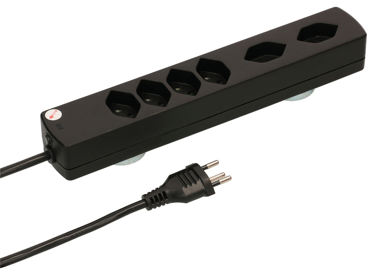 Max hauri split Max Hauri Safety Line Steckdosenleiste, 6×T13, 4 m, Überstromschutz, 2×Magnet – Schwarz