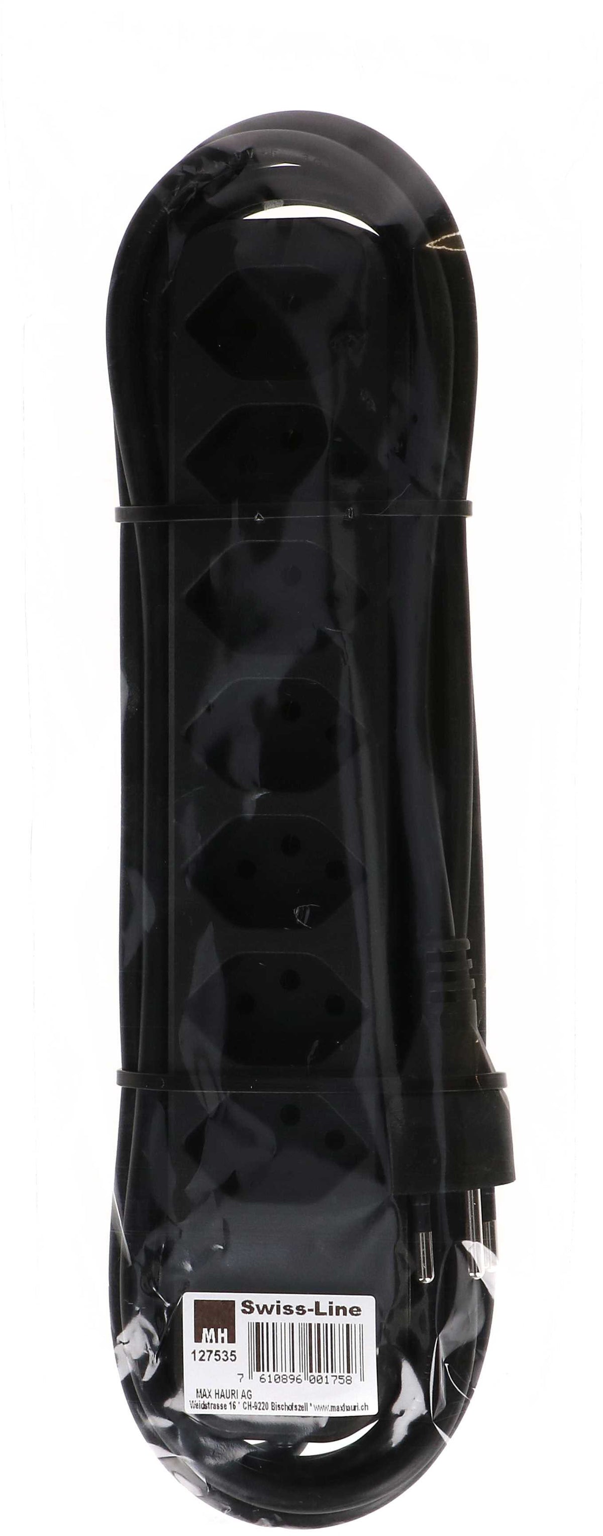 Max hauri split Max Hauri Swiss Line Steckdosenleiste, 7×T13, 3 m, Eingang T12 – schwarz
