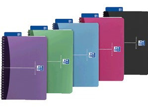 Elba Spiralbuch – A4 – 90 Blatt – 90 g/m² – Doppelspirale, zweifarbiger PP-Deckel, farbig sortiert, 5 Stück