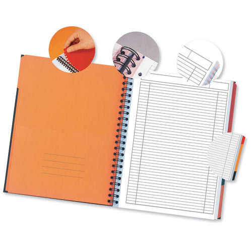 Elba Oxford Notizblock – A4 – 4-fach gelocht, mikroperforiert, Register, Sammeltasche, grau/orange, 5 Stück