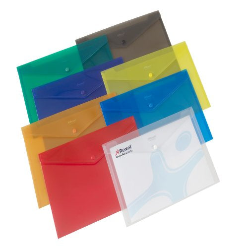 Rexel Dokumententasche A4, Druckknopf, assortiert – 25 Stück