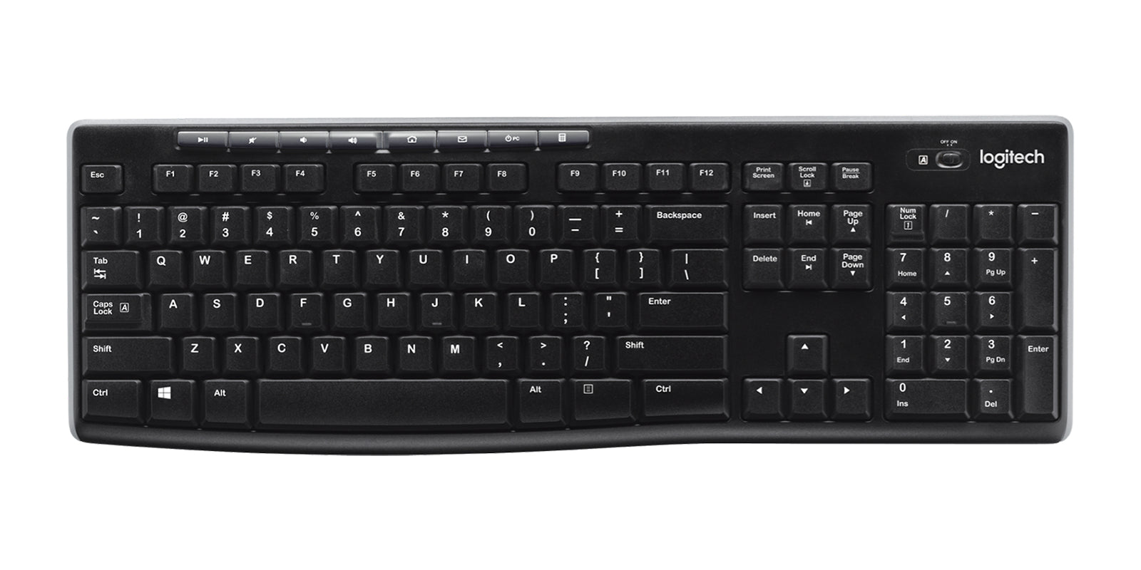 Logitech K270 – Tastatur, kabellos (2,4 GHz), US-Layout (EN) – für Windows 10 & Windows 11