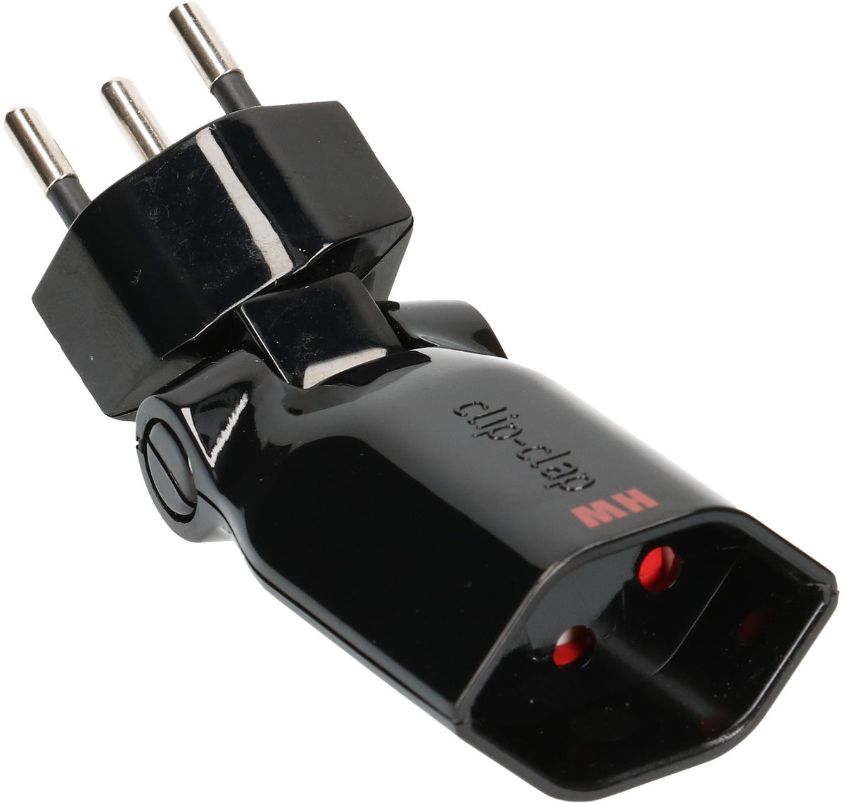 Max Hauri AG Zwischenstecker, 1×T13, Eingang T12, 10 A 230 V, klapp-/drehbar, Berührungsschutz – schwarz