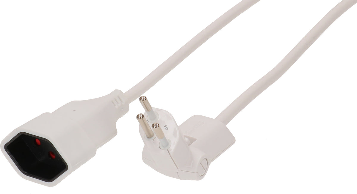 Max Hauri AG Max Hauri Verlängerungskabel – T12 (clip-clap)–T13, 1 m, IP20, 3×1,0 mm² H05VV-F, weiss