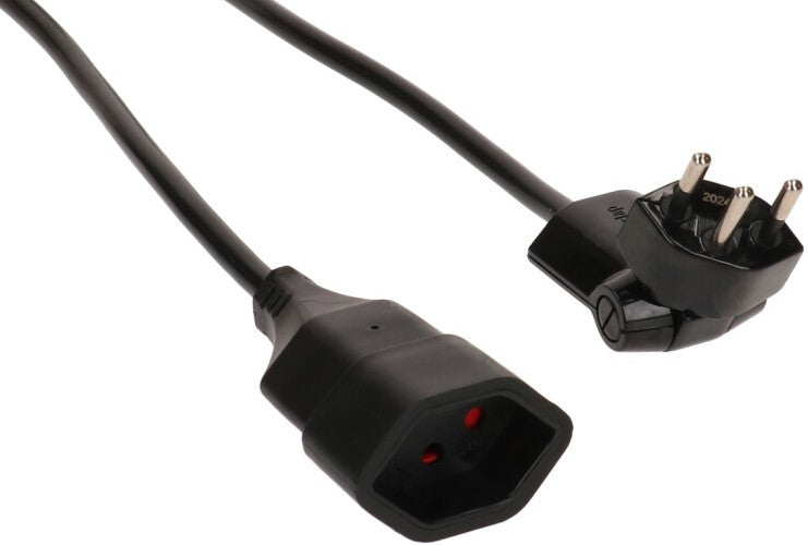 Max Hauri AG Verlängerungskabel – T12–T13, 1 m, IP20, innen, 3×1 mm² H05VV-F, schwarz