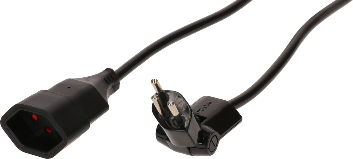 Max Hauri AG Verlängerungskabel – T12–T13, 1 m, IP20, innen, 3×1 mm² H05VV-F, schwarz