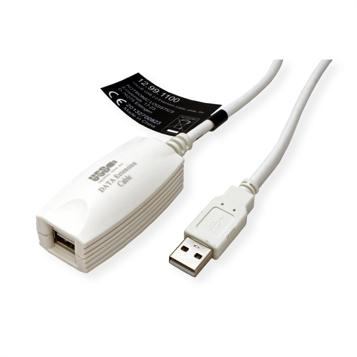 VALUE USB-A Verlängerungskabel (Stecker auf Buchse) – USB 2.0 (480 Mbit/s) – 5 m – Weiss
