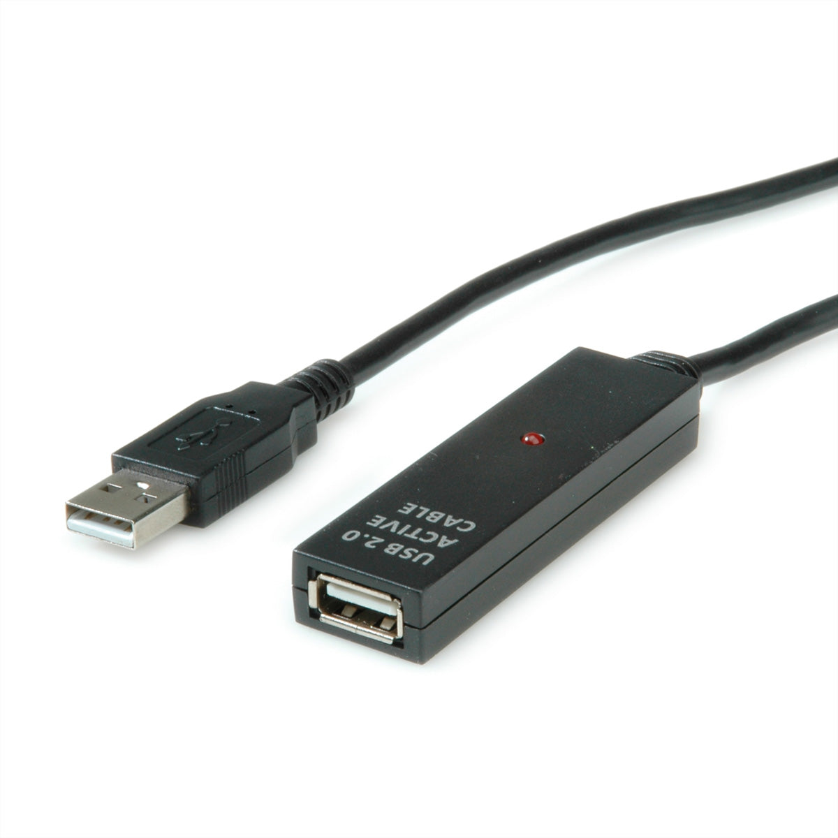 VALUE USB-A Verlängerungskabel (Stecker auf Buchse) – USB 2.0 (480 Mbps) – 30 m – Aktiv – Schwarz