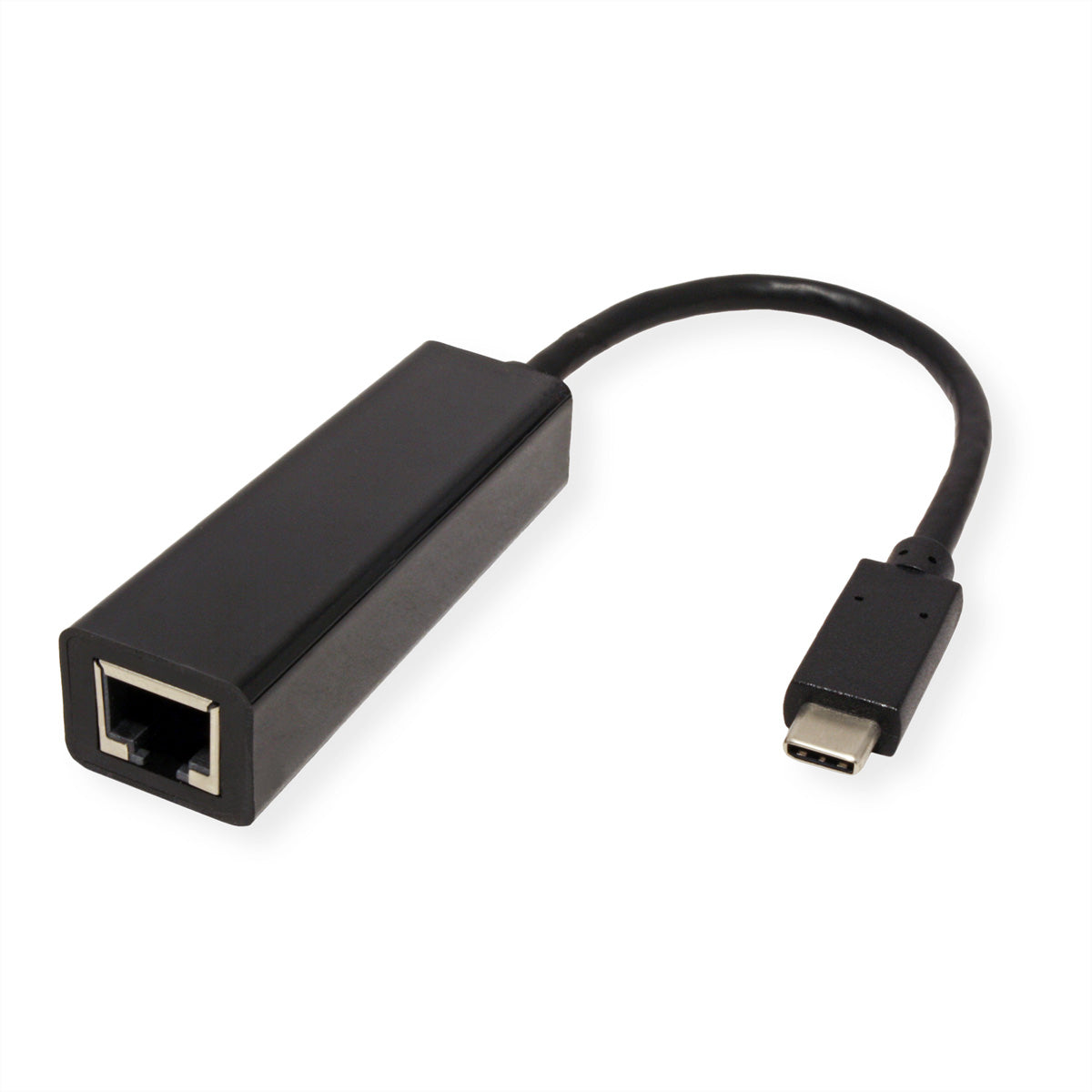 VALUE Netzwerkadapter USB-C zu RJ-45 – Gigabit (1 Gbit/s), 0,1 m – Schwarz